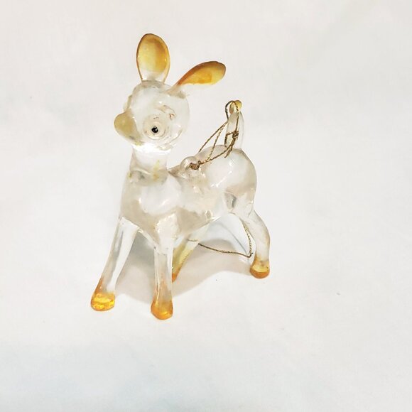 Crystalite Baby Deer Ornament Hard Lucite Vintage 3" Christmas Animal - Picture 7 of 8